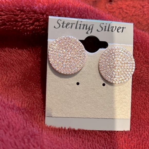 Vintage Luxury style bling stud Sterling Silver earrings New - Picture 10 of 11
